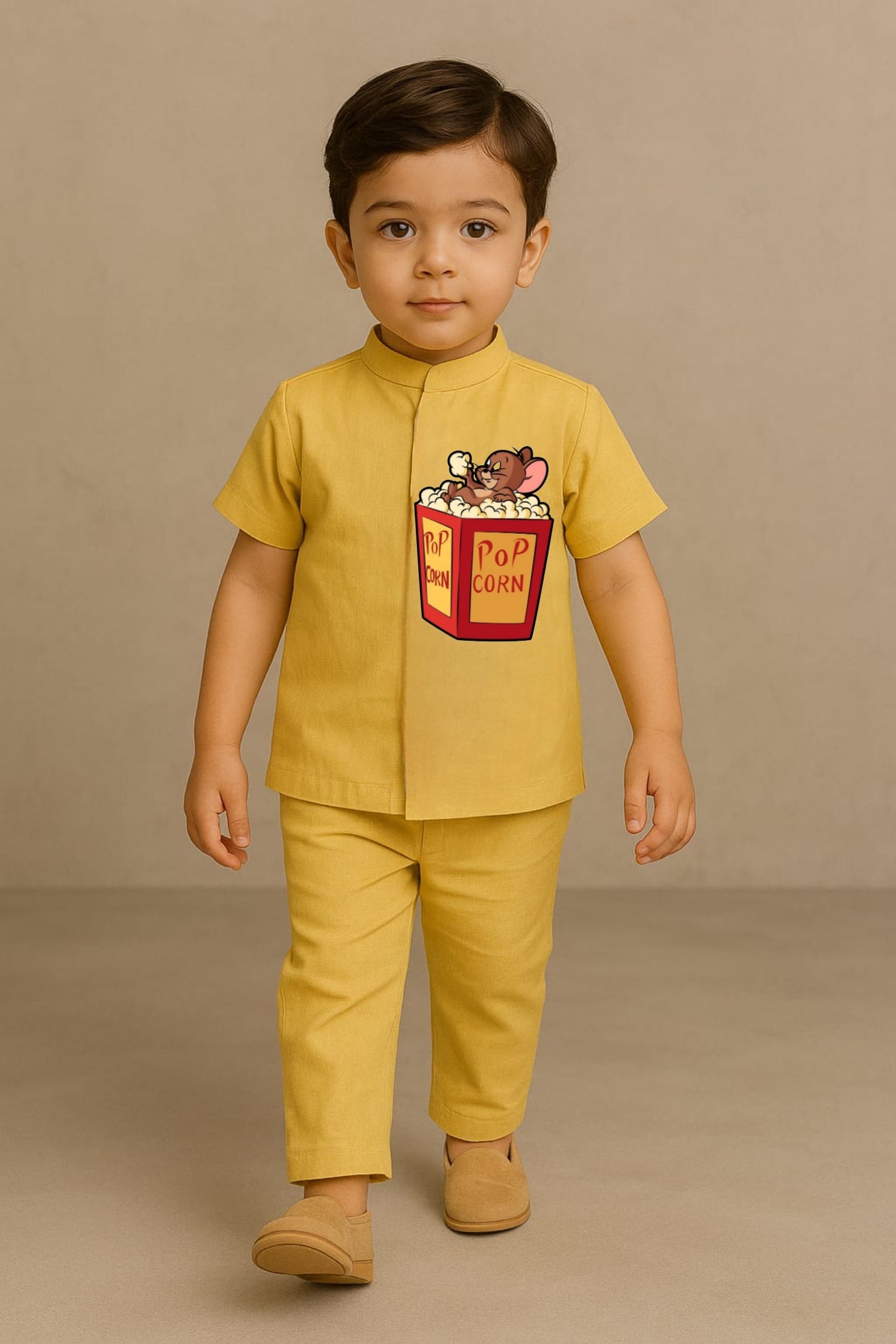 Pre Order: Yellow Pop Corn Jerry Hand Painted Coord Set