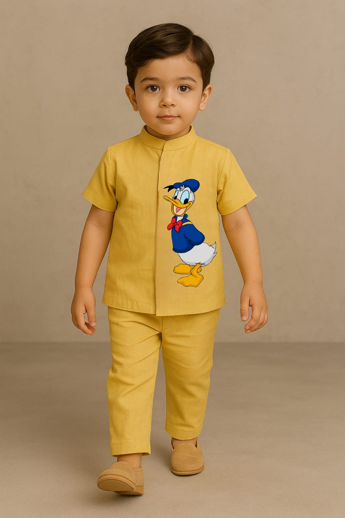 Pre Order: Yellow Donald Duck Hand Painted Coord Set
