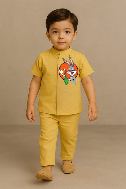 Pre Order: Yellow Bugs Bunny Hand Painted Coord Set