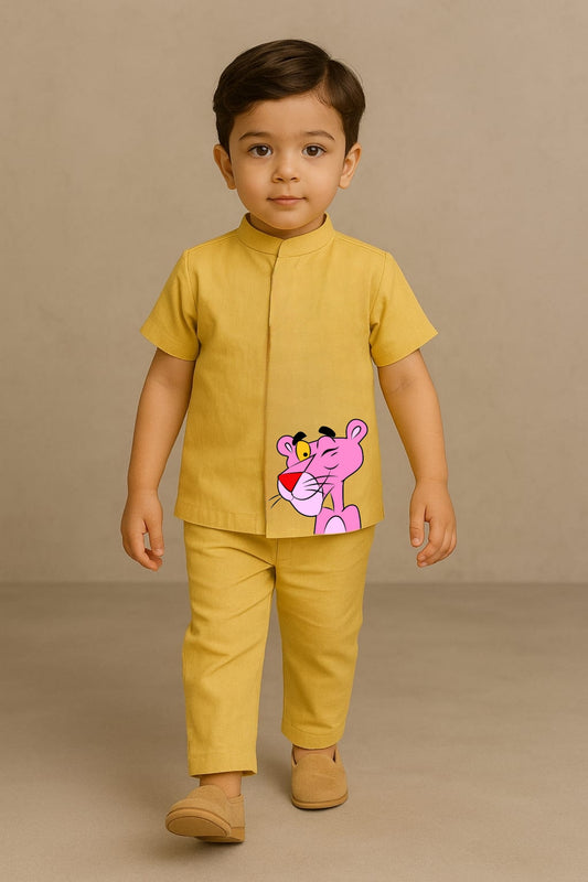Pre Order: Yellow Pink Panther Hand Painted Coord Set