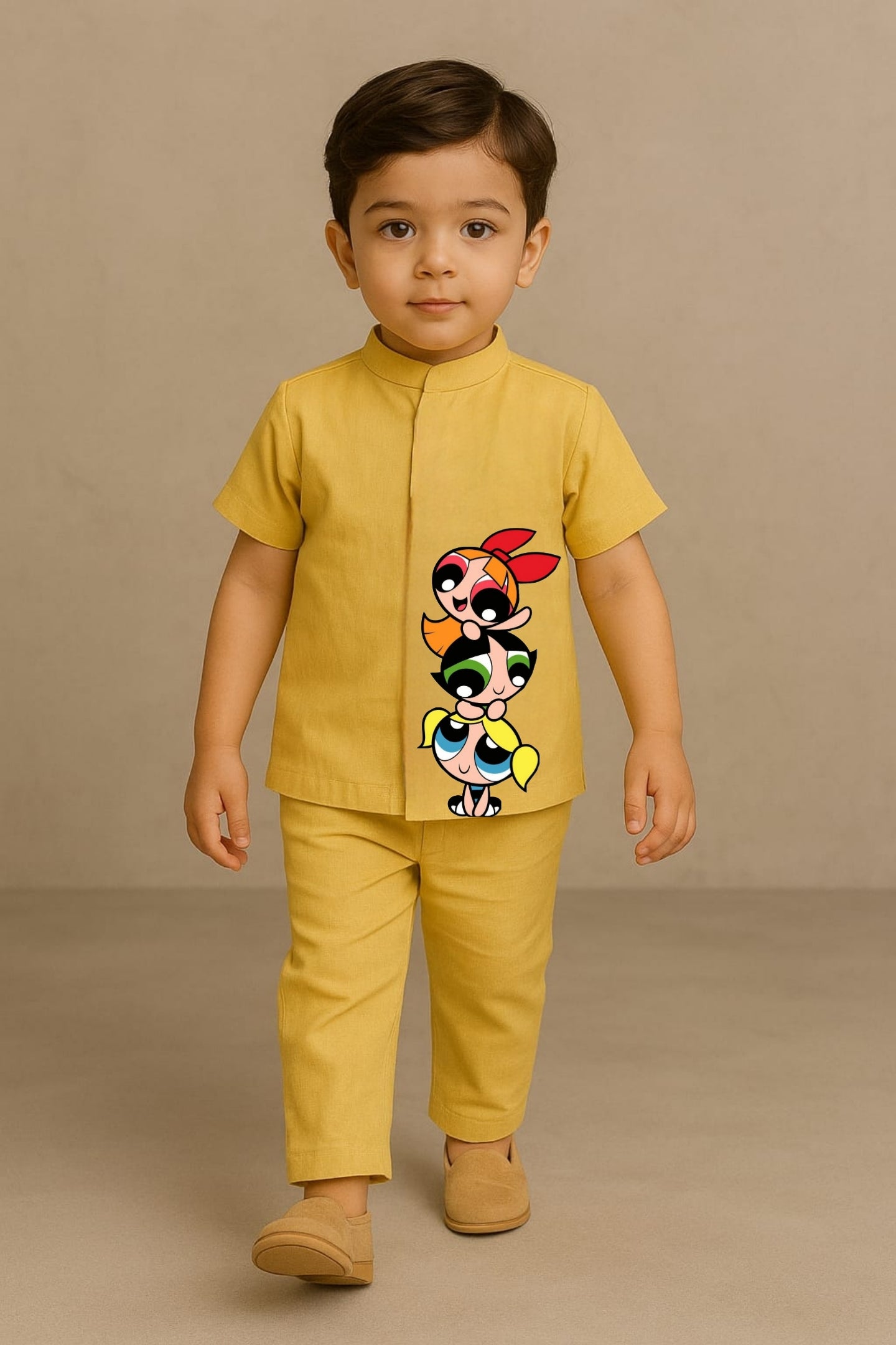 Pre Order: Yellow Powerpuff Girls Hand Painted Coord Set