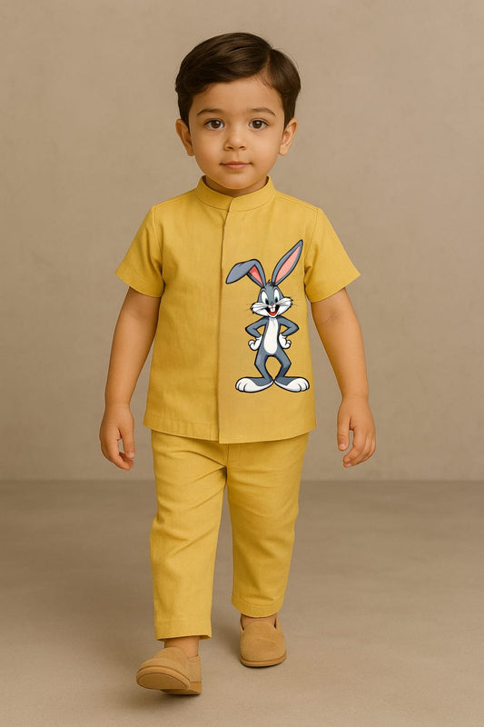 Pre Order: Yellow Bugs Bunny Hand Painted Coord Set