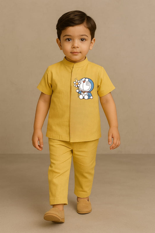 Pre Order: Yellow Doremon Hand Painted Coord Set