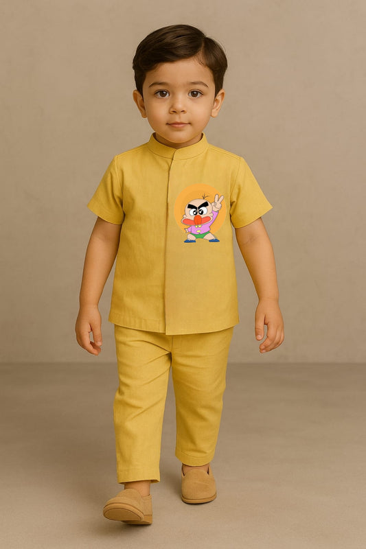 Pre Order: Yellow Hagemaru Hand Painted Coord Set