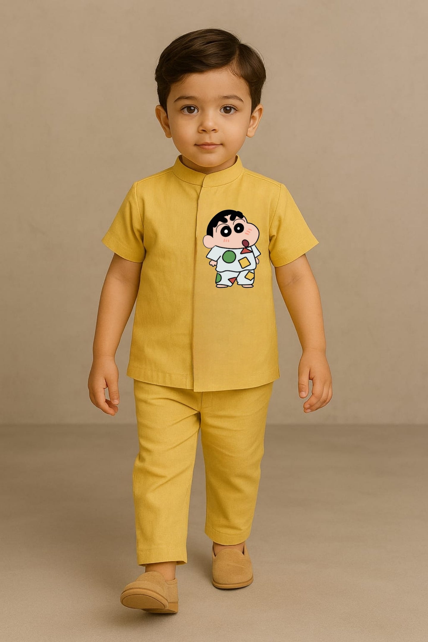 Pre Order: Yellow Shinchan Hand Painted Coord Set