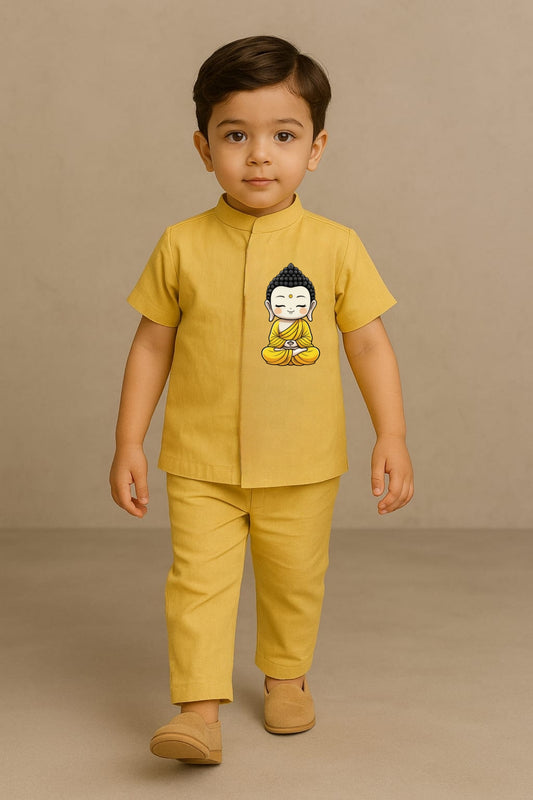 Pre Order: Yellow Buddha Hand Painted Coord Set