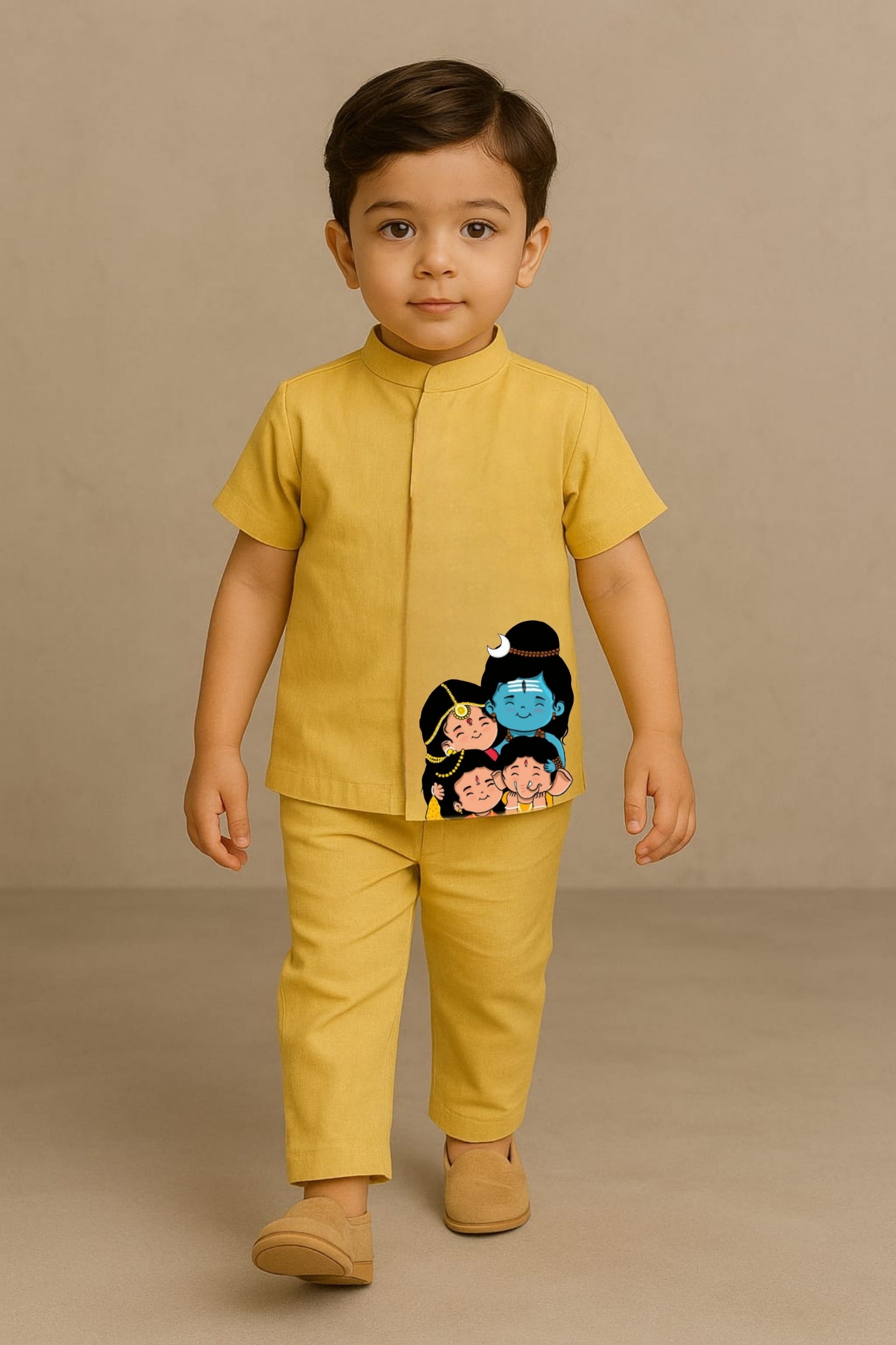 Pre Order: Yellow Shiva Family Hand Painted Coord Set