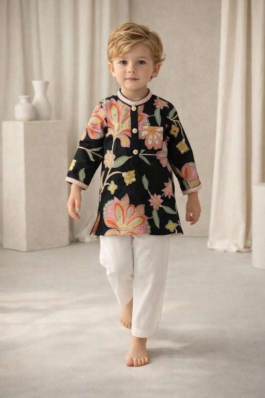 Pre Order: Phoolwari kurta And pyjama