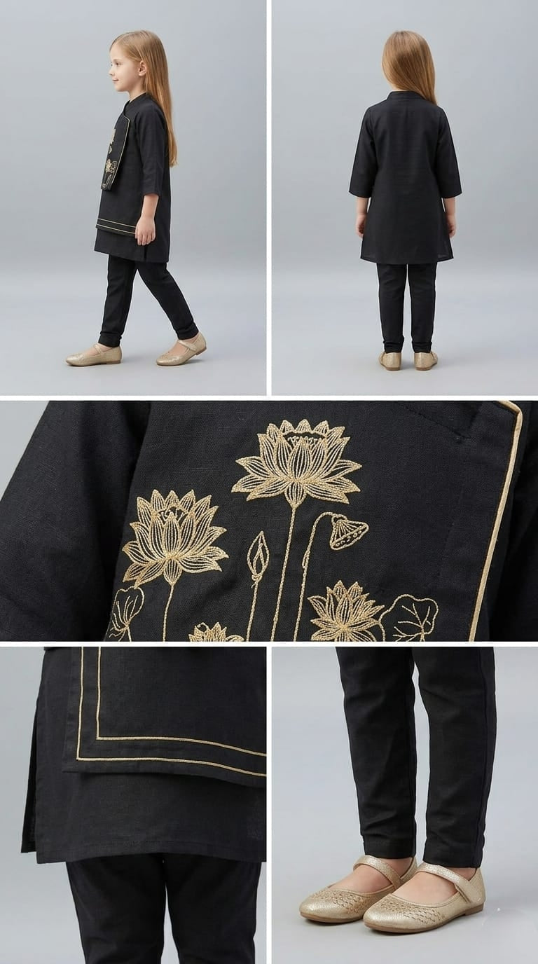 Pre Order: Midnight Lotus Kurta Set