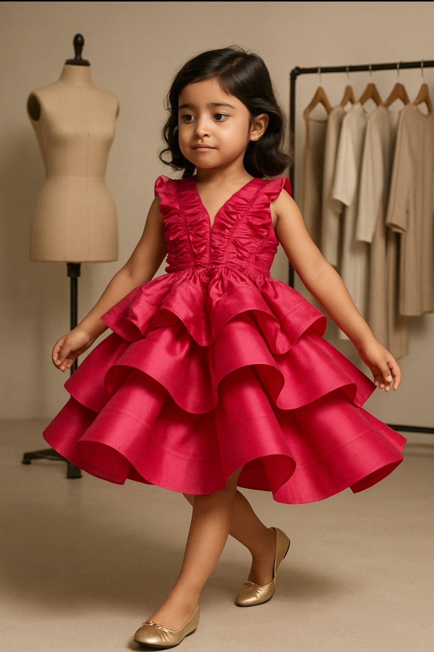 Pre Order: Exclusive Pink Frills Enhanced Layered Dress