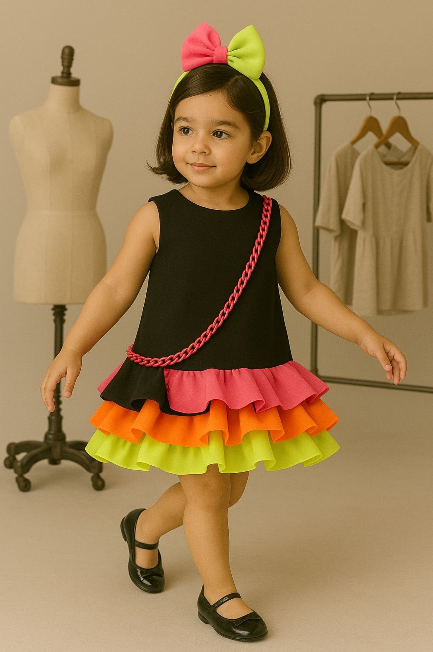 Pre Order: Exclusive Neon Frilly Scuba Dress