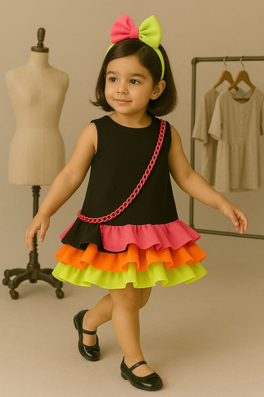 Pre Order: Exclusive Neon Frilly Scuba Dress