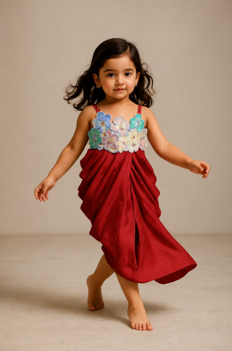 Pre Order: Embellished Pleated Dhoti Style Dress