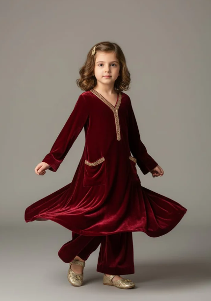 Pre Order: Maroon Kurti Suit Set