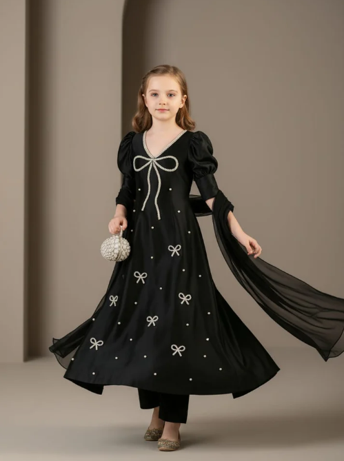 Pre Order: Black Anarkali Suit Set