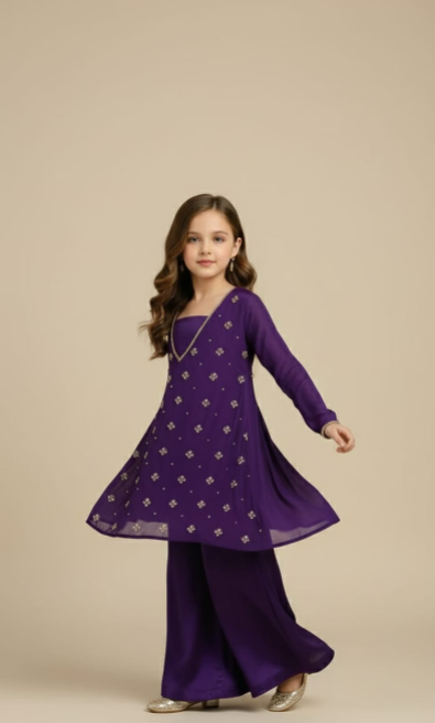 Pre Order: Purple Kurti And Palazzo
