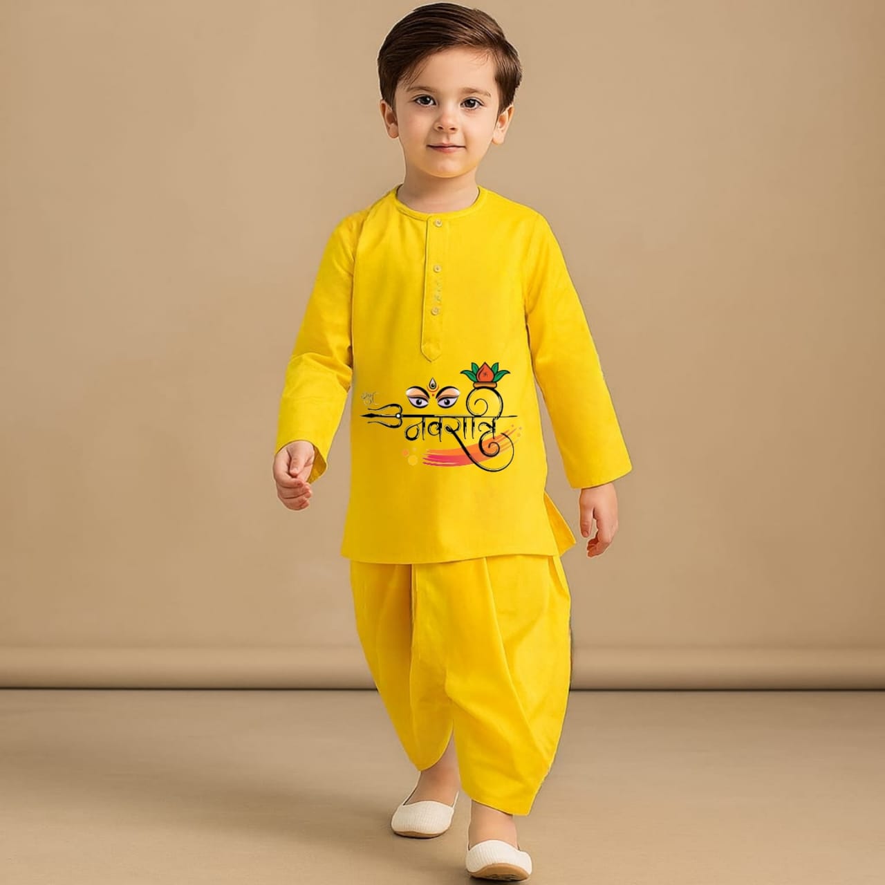 Pre Order: Navratri Yellow Kurta And Dhoti Style Pant