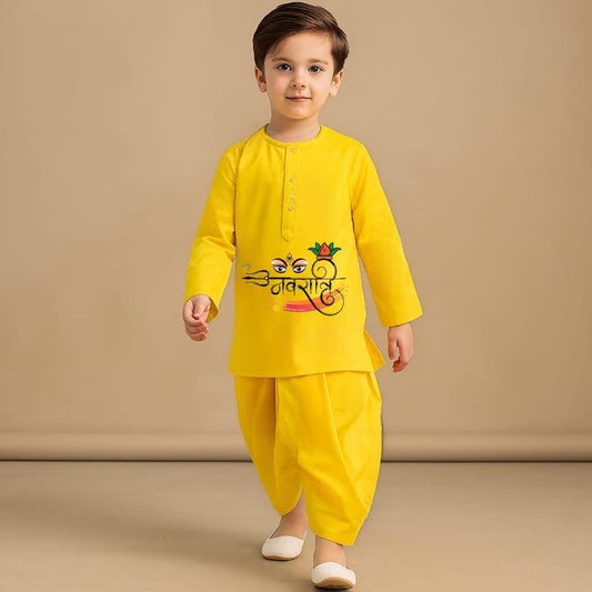 Pre Order: Navratri Yellow Kurta And Dhoti Style Pant