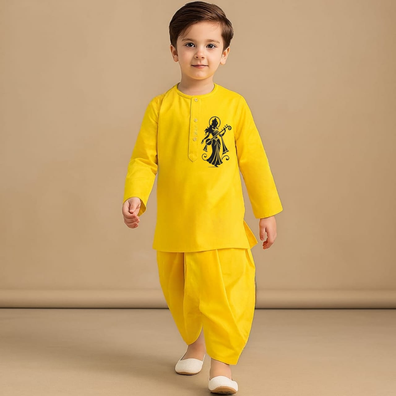 Pre Order: Mataji Yellow Kurta And Dhoti Style Pant