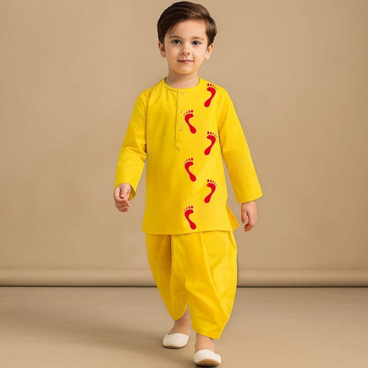 Pre Order: Feet of Goddess Yellow Kurta And Dhoti Style Pant