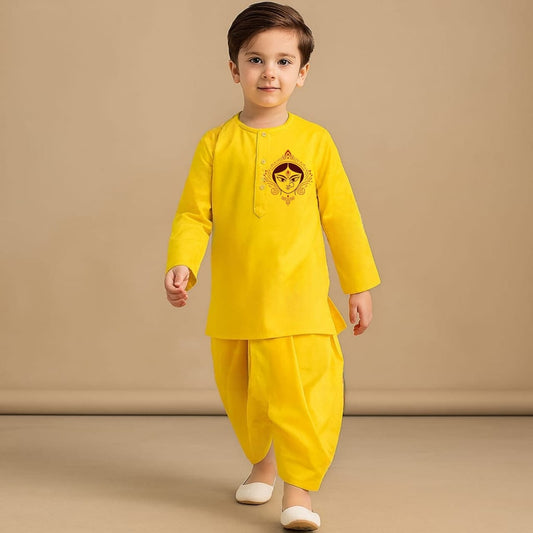 Pre Order: Grace of Goddess Yellow Kurta And Dhoti Style Pant