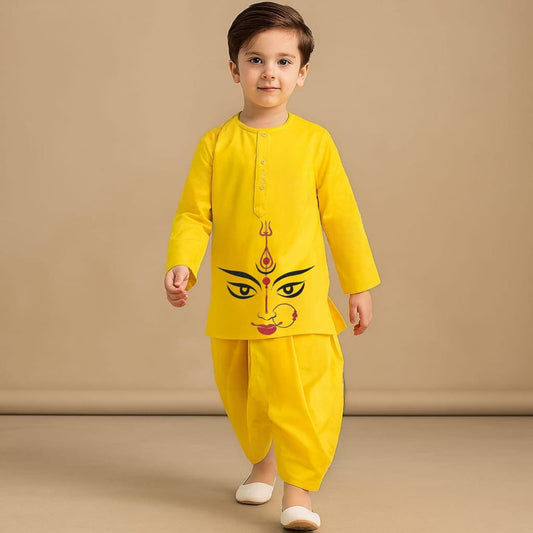 Pre Order: Face of Power Yellow Kurta And Dhoti Style Pant