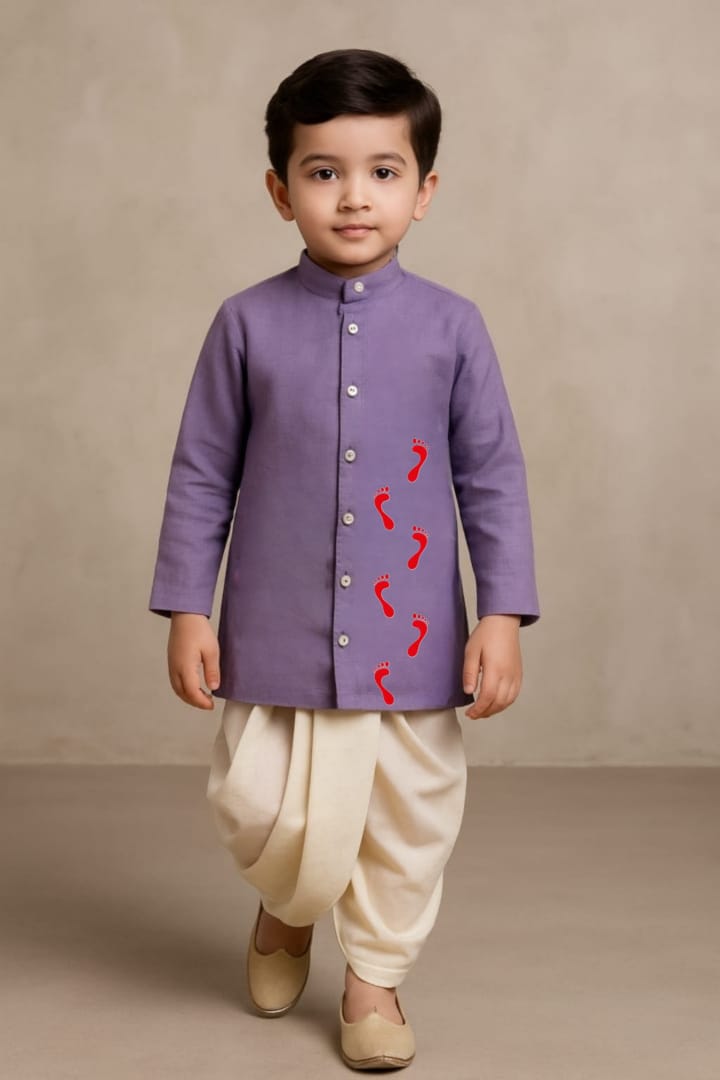 Pre Order: Holy Walk Purple Kurta With Off White Dhoti