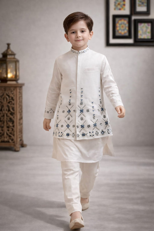 Pre Order: Parampara Loom Kurta Set With Jacket