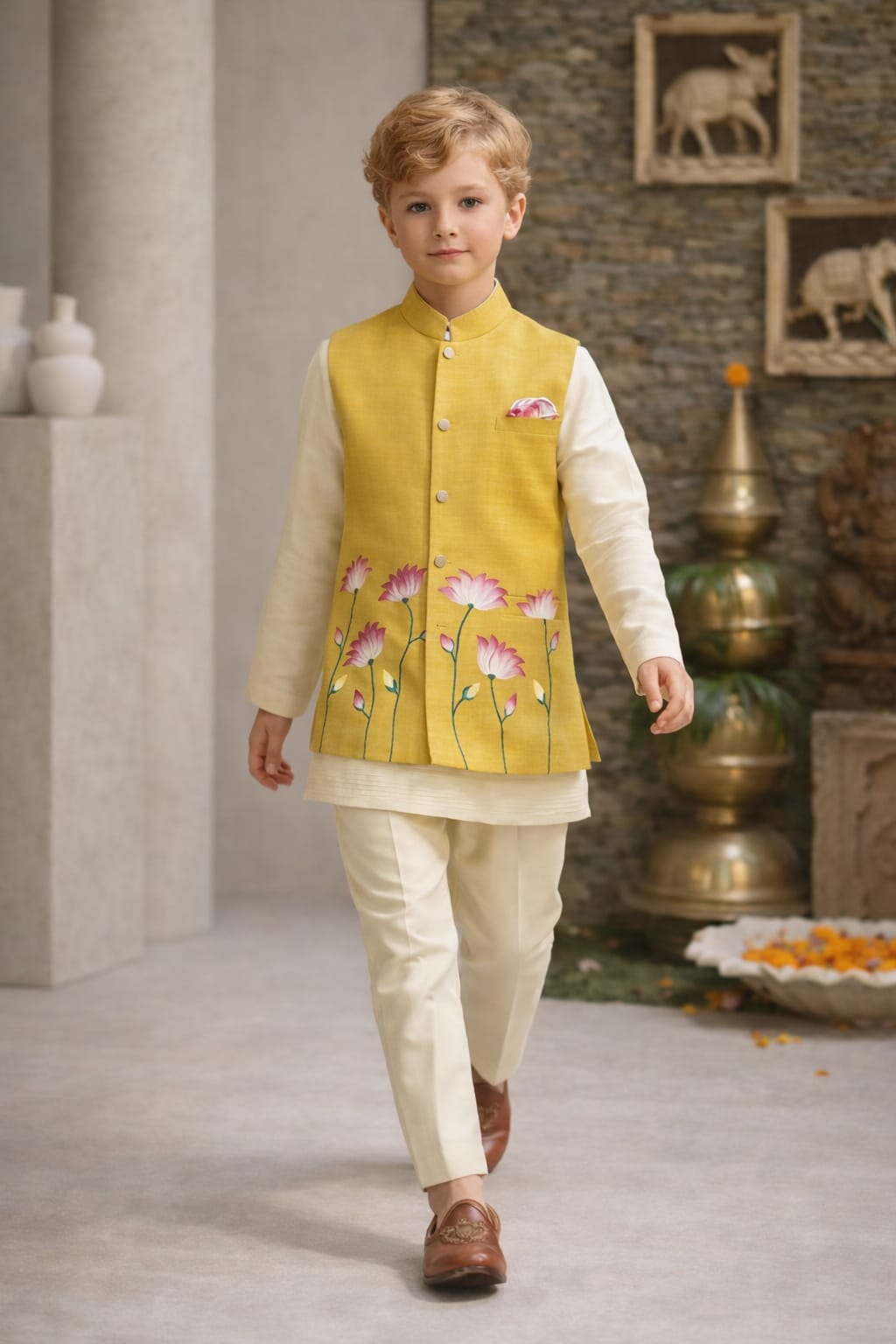 Pre Order: Timeless Floral Ethnic Wear Kurta Set With Jacket
