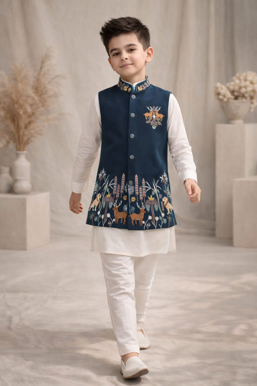 Pre Order:  Majestic Forest Kurta Set With Jacket