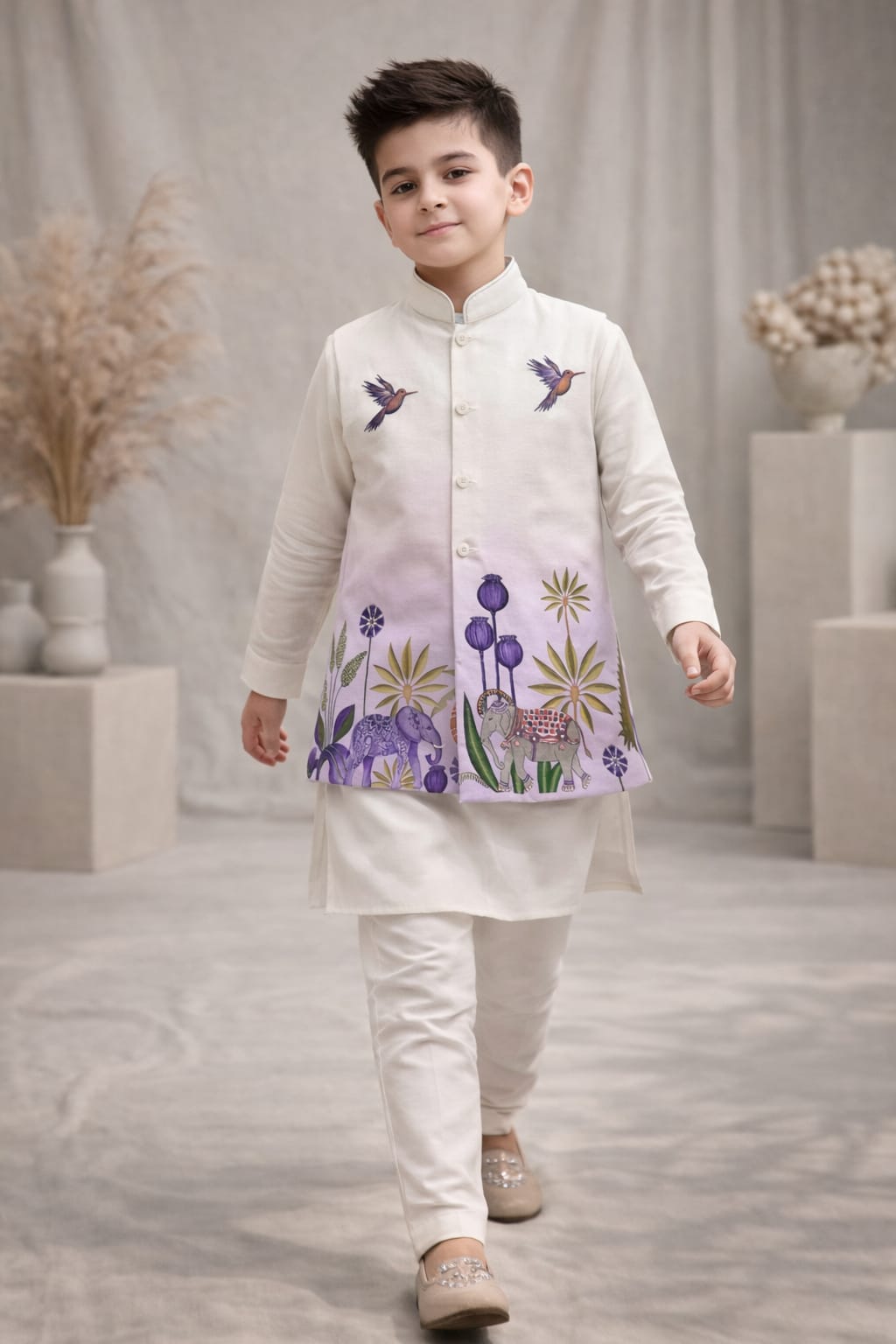 Pre Order: Royal Safari Ethnic Kurta Set With Jacket