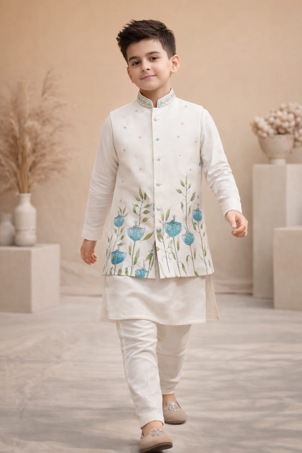 RTD Pre Order:  Elegant Floral Kurta Set With Jacket