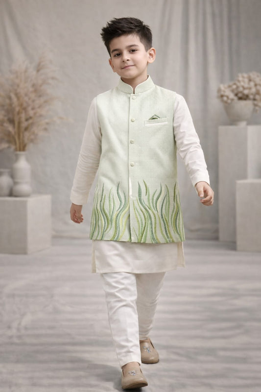 Pre Order: Leaf line Kurta Set With Jacket