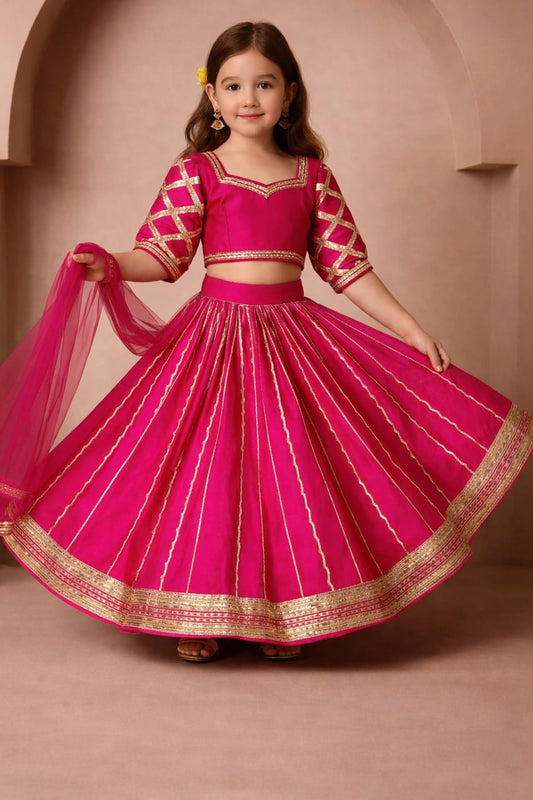 Pre Order: Pink Gota Detailed Lehenga Set