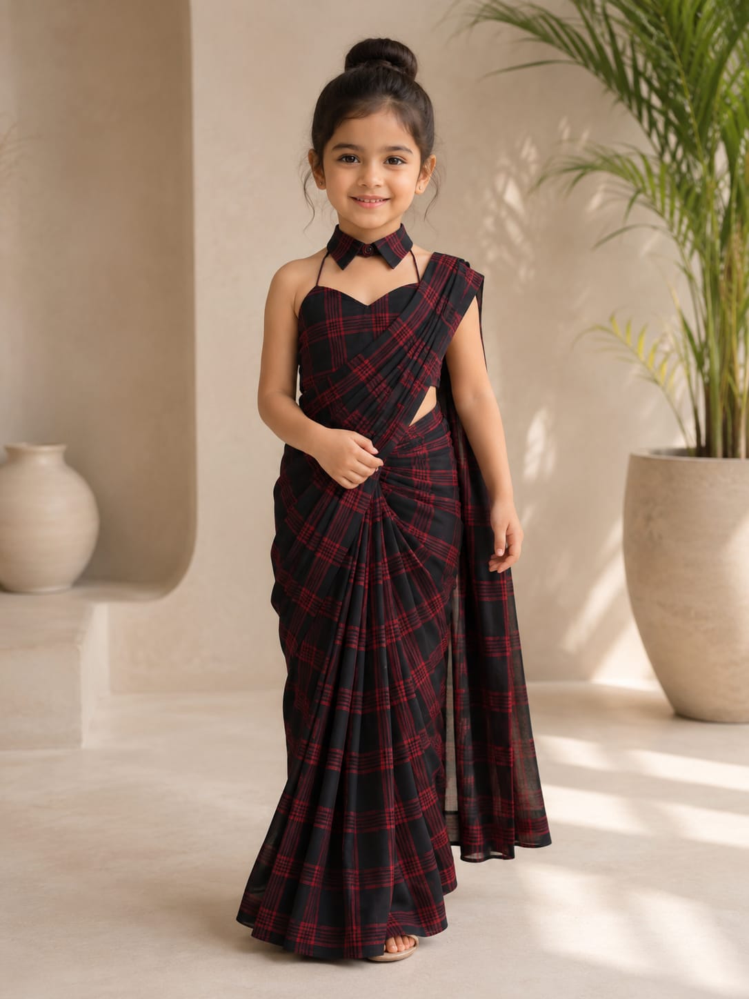 Midnight Check Charm Saree