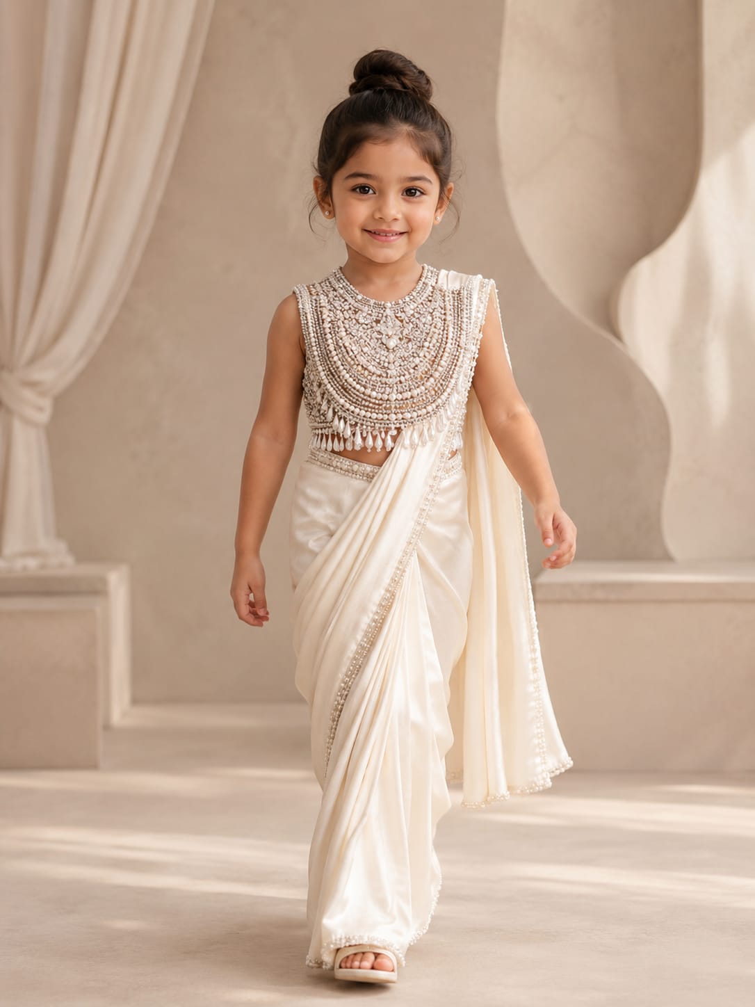 Little Maharani Ivory Saree
