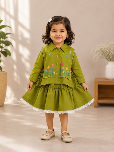 The Cottagecore Olive Skirt Set
