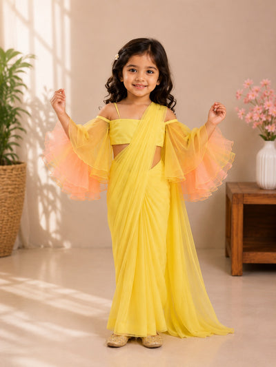 The Flutter-Sleeve Sunshine Saree