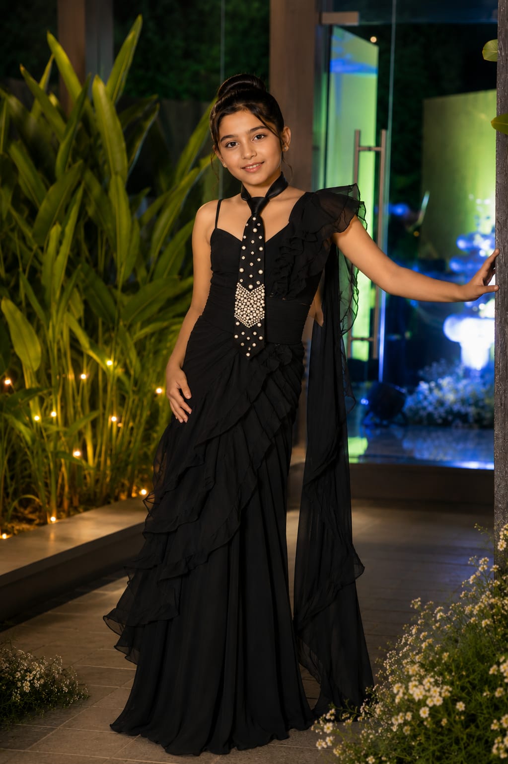 Black Crystal Charm Saree