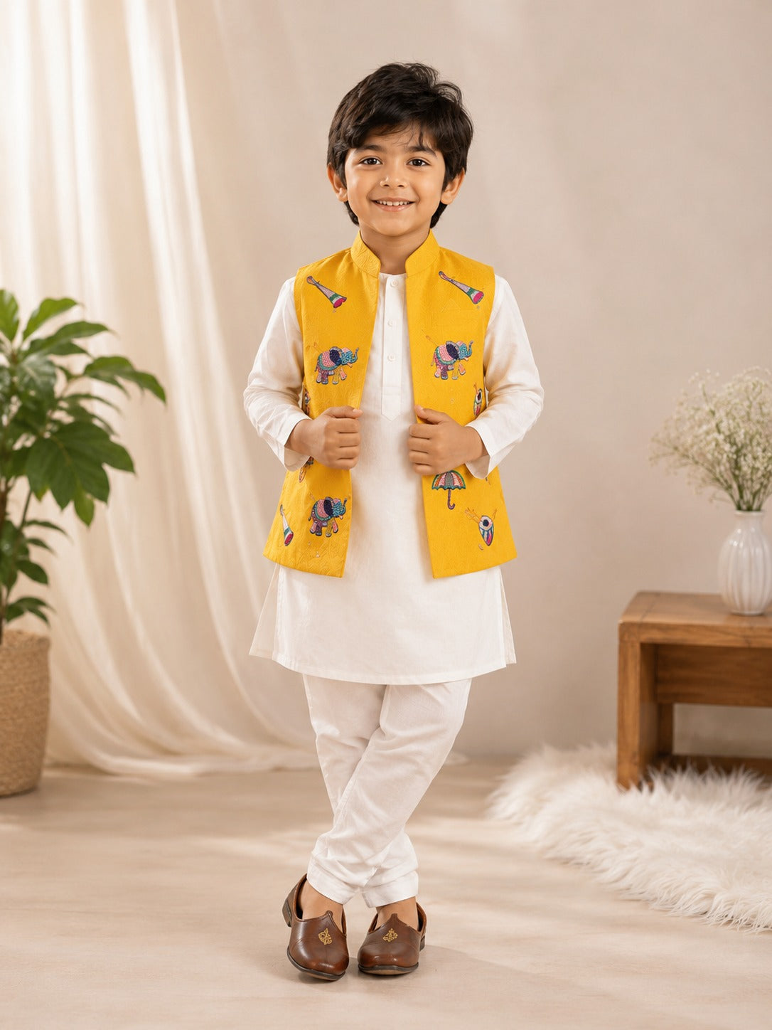 Mustard Meadow Kurta Jacket Set