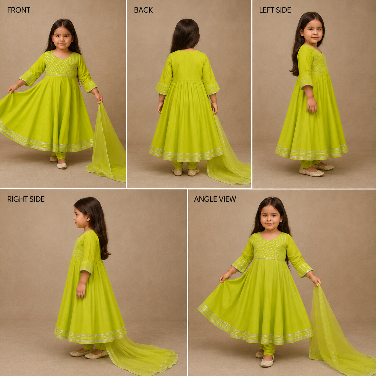 Pre Order:Parrot Green Anarkali Suit Set