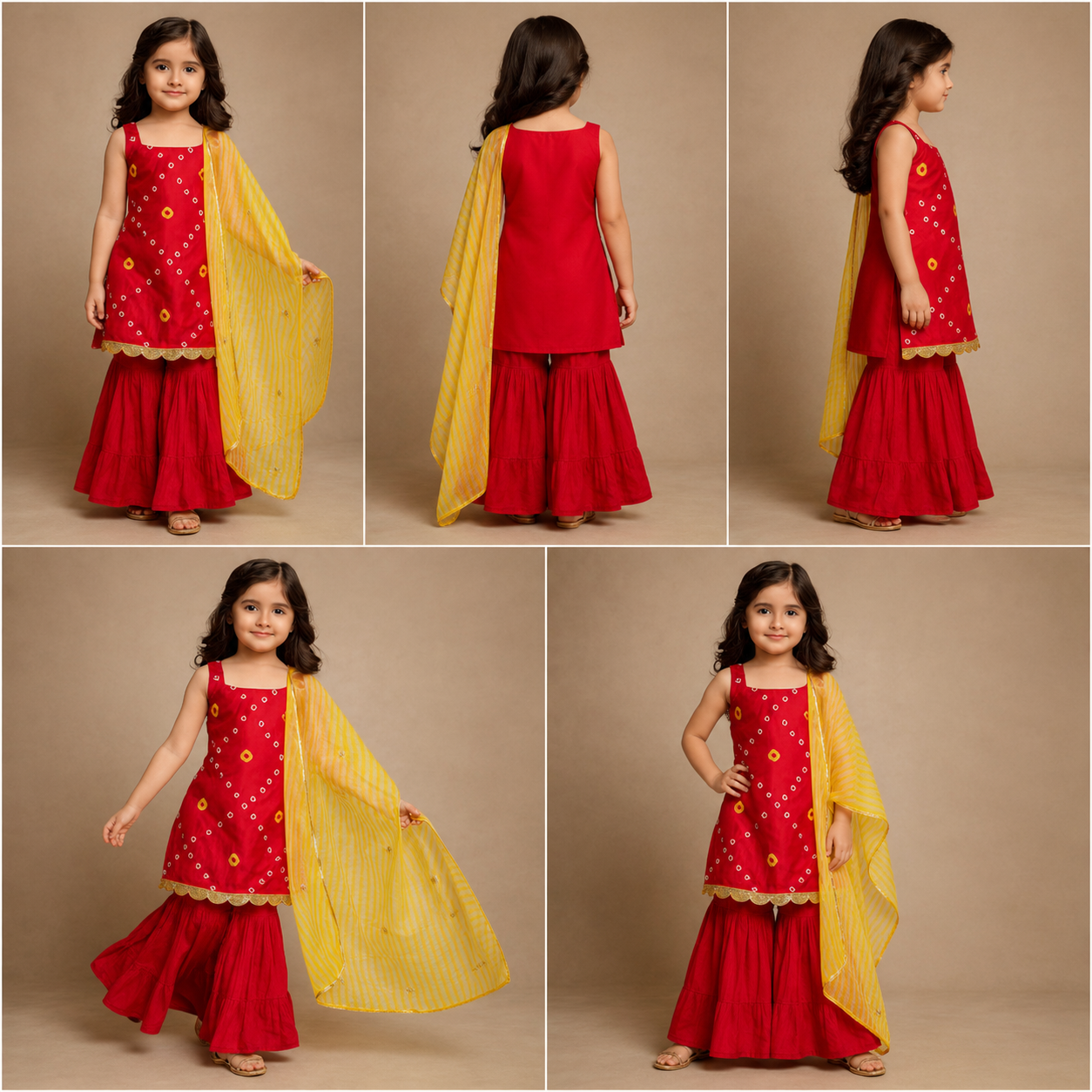 Pre Order:Red Kurti With Sharara Set