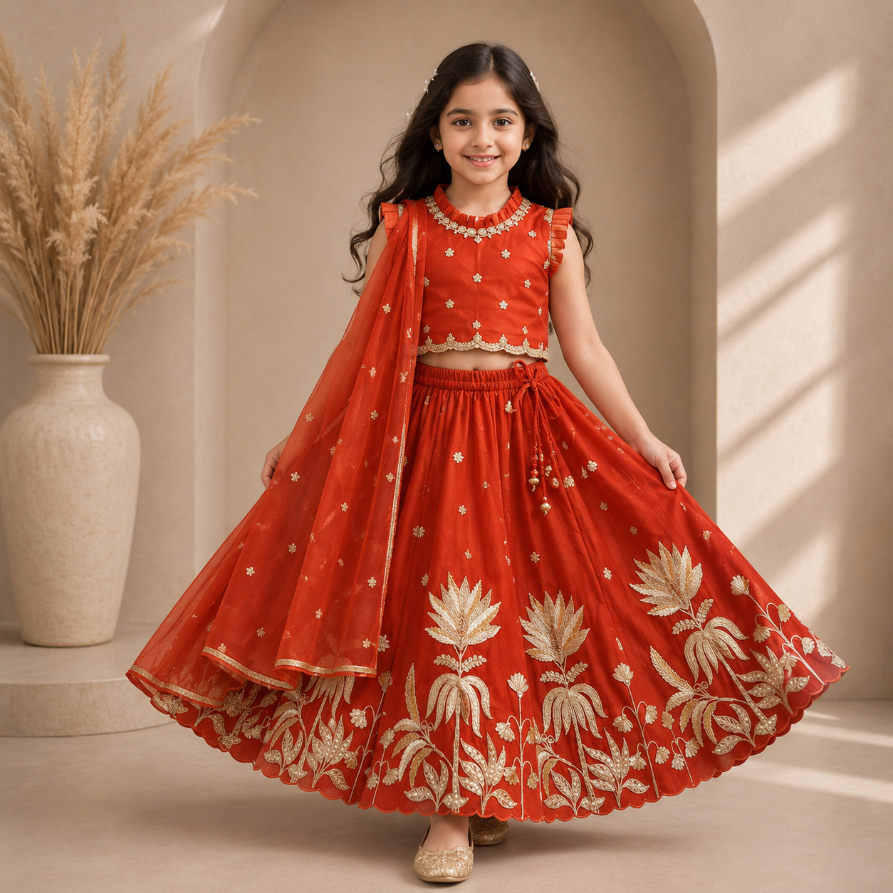 Pre Order: Sunehri Gul lehenga