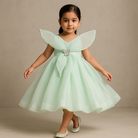 Pre Order: Green Butterfly Embroidered Embellishment Gown