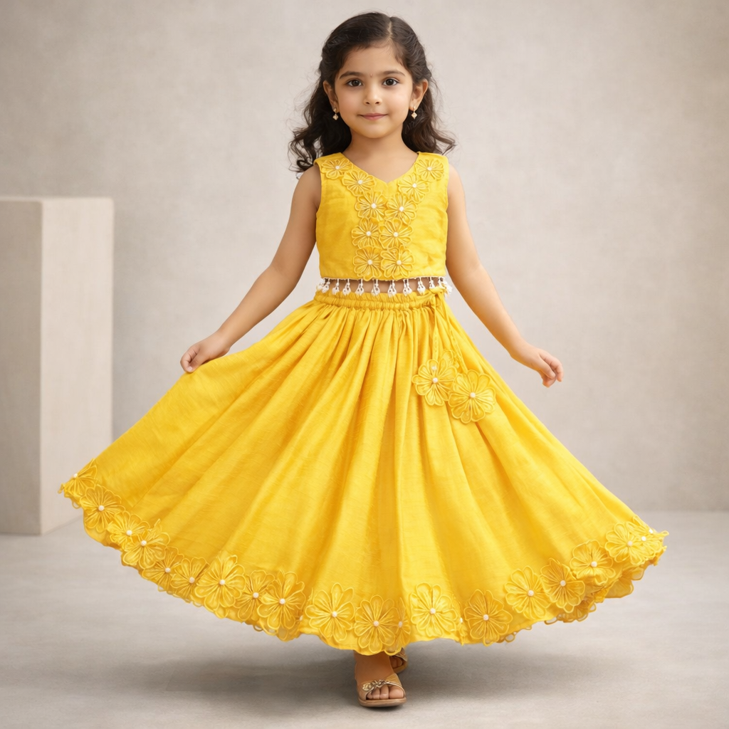 Pre Order: Sunheri Phool Lehenga