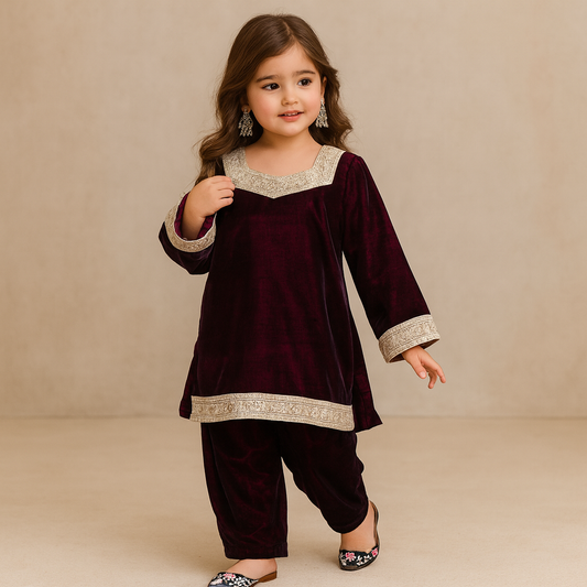 Pre Order: Maroon Velvet Coord Set