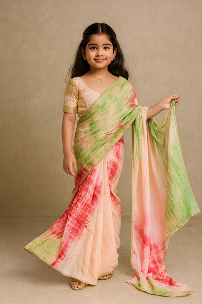 RTD Pre Order: Multicolour Tie Dye Saree