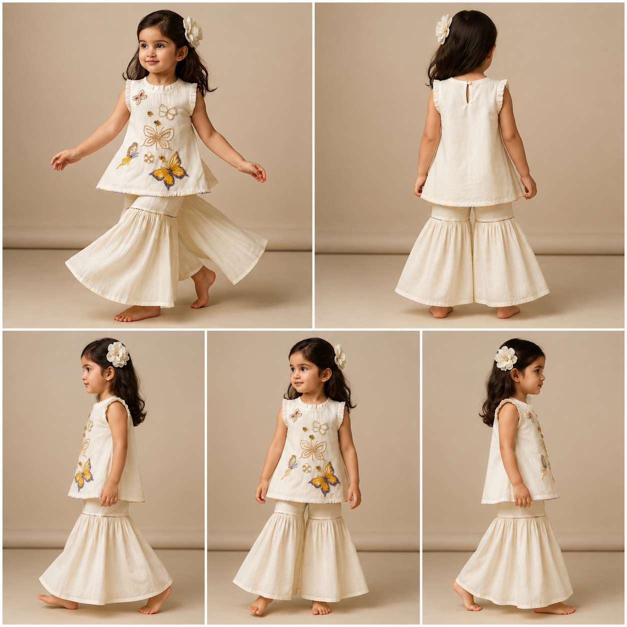 Pre Order: Intricate Butterfly Embroidered Kurti And Sharara