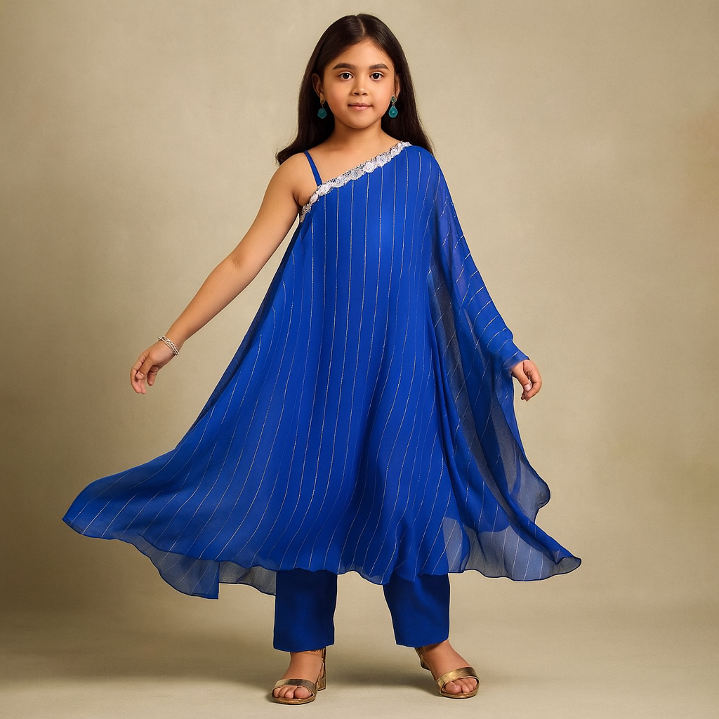 Pre Order: Blue Anarkali Suit Set