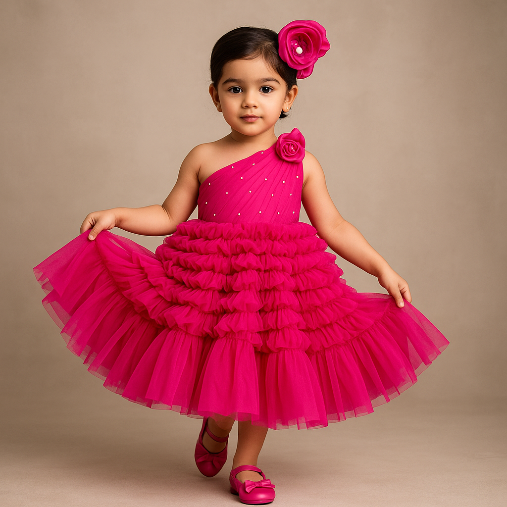 Pre Order: Swirl One Shoulder Frilled Gown